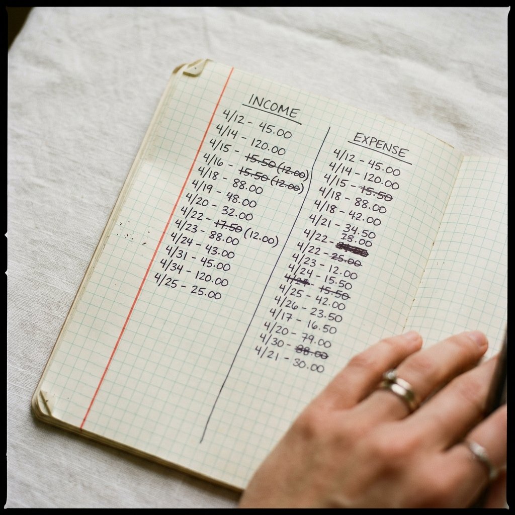 Open graph-paper notebook with handwritten figures and a mechanical pencil